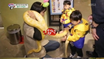 '슈퍼맨' 삼둥이 동물체험, 뱀 목도리하고 '싱그벙글'...송일국은 '울상'